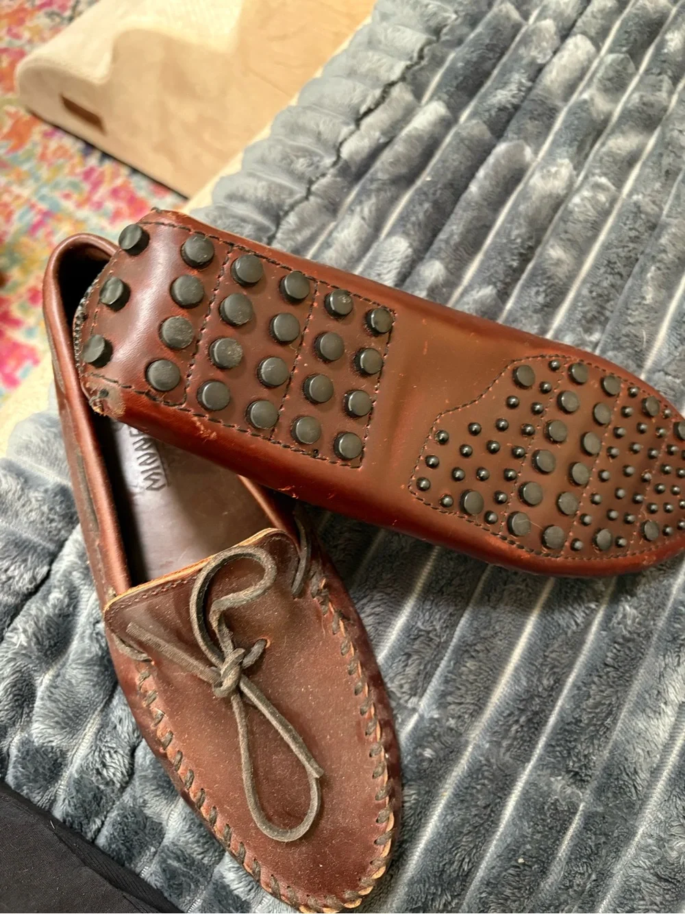 Minnetonka Men's Brown Leather Moccasin Slip-Ons